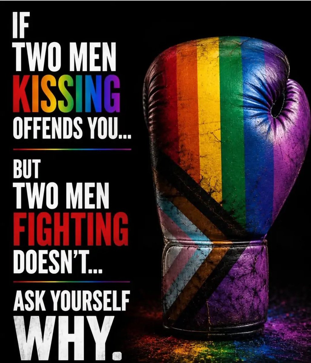 UrbanAuthur's tweet photo. We’ve been taught to accept violence as “normal” while affection between LGBTQ+ people is still treated as something controversial.

And it goes far beyond two men kissing.

Two women holding hands.

A trans person simply existing openly.

A queer couple showing the same love and affection that straight couples express every day.

Love isn’t the problem.

If LGBTQ+ affection makes you more uncomfortable than violence does, maybe it’s worth asking yourself where that discomfort really comes from.

Love doesn’t hurt people. Hate does.