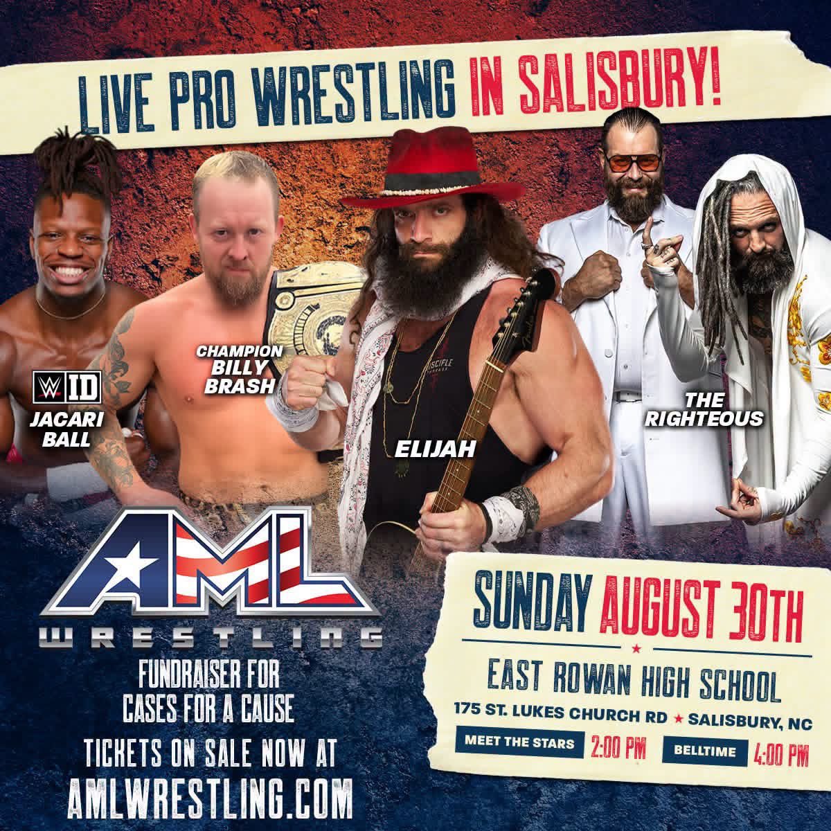 AMLWrestling's tweet photo. #AMLWrestling presents Talk Is Cheap

8/30/26
#Salisbury, NC 

1st Match 4pm

Featuring The Stars of #AMLWrestling w/ Special Guests: Beautiful People, Satnam Singh &amp; others! Also scheduled to appear: fka Zoey Stark 

🎟️ on sale now at https://t.co/mgROwod9JM https://t.co/L5cwpm9NEO