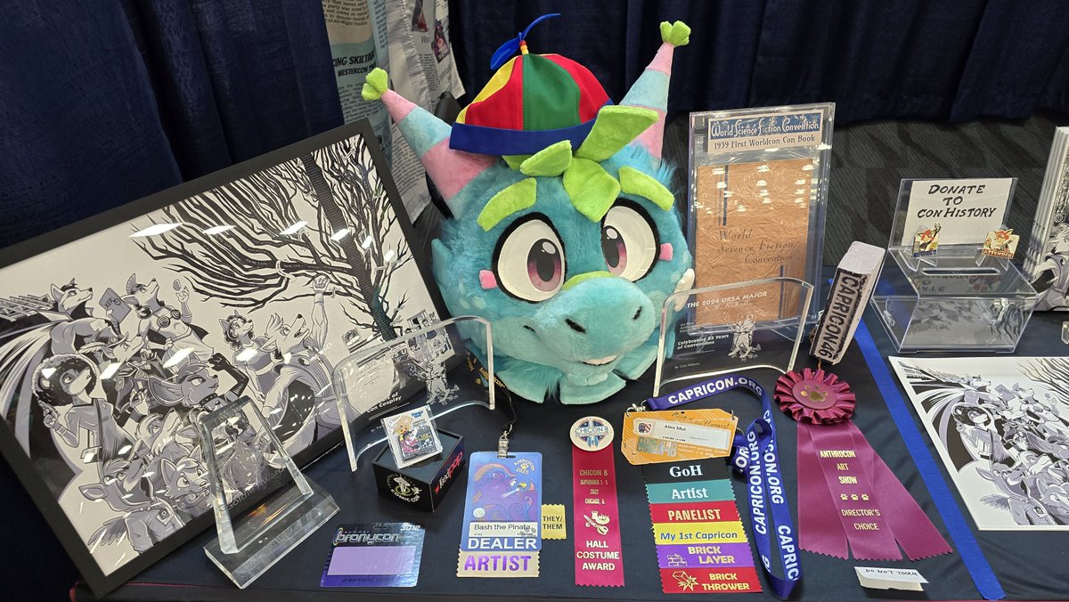 ConHistory's tweet photo. We at set up at @laworldcon in the history section of the hall. Come check out our new comic The Wrath of Con, new timeline exhibits, whee artifacts from 90 years of conventions and fandom history. #worldcon #LAConV #worldcon2026 https://t.co/HVU7TvYuo7