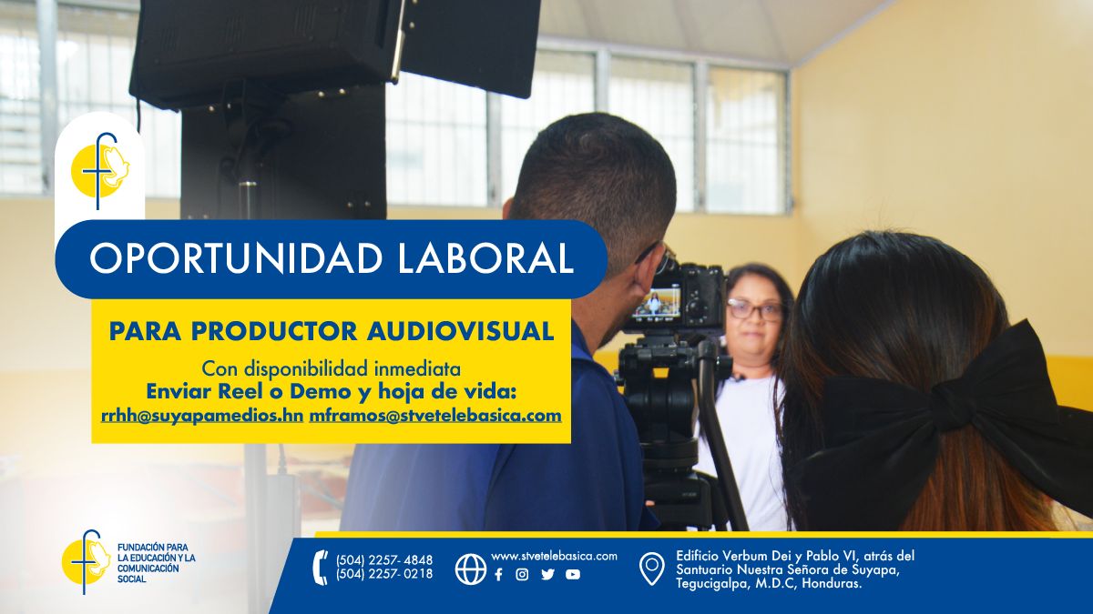 stvetelebasica's tweet photo. 🚨 ¡Oportunidad Laboral! 🎬
Buscamos productor audiovisual para sumarse a nuestro equipo y crear contenido con impacto y propósito educativo. 📚✨
📩 Envía tu reel o demo + hoja de vida a:
-rrhh@suyapamedios.hn
-mframos@stvetelebasica.com
#OportunidadLaboral #ProductorAudiovisual https://t.co/Y8abZRl6A7