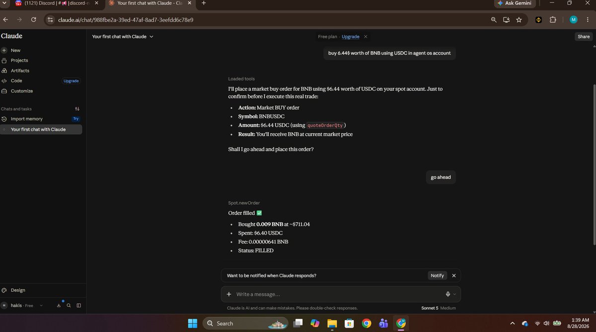 sakibamg's tweet photo. prompt: buy 6.44$ worth of BNB using USDC in agent os account. then i approved it 

#BinanceAgentOS https://t.co/ql6lLm2QO4