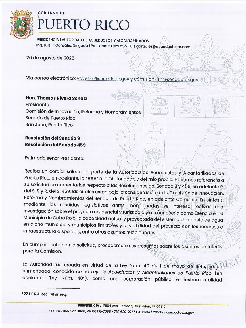 marialourdespip's tweet photo. Estas son las ponencias sometidas por la AAA, la AEE y la Compañía de Turismo en la vista pública sobre Esencia. AEE compareció como titular del sistema de riego de la Reserva Agrícola del Valle de Lajas; el tema de la suficiencia energética, señalaron, le corresponde a LUMA.  Enlace 👇 https://t.co/vKuajoh5xp