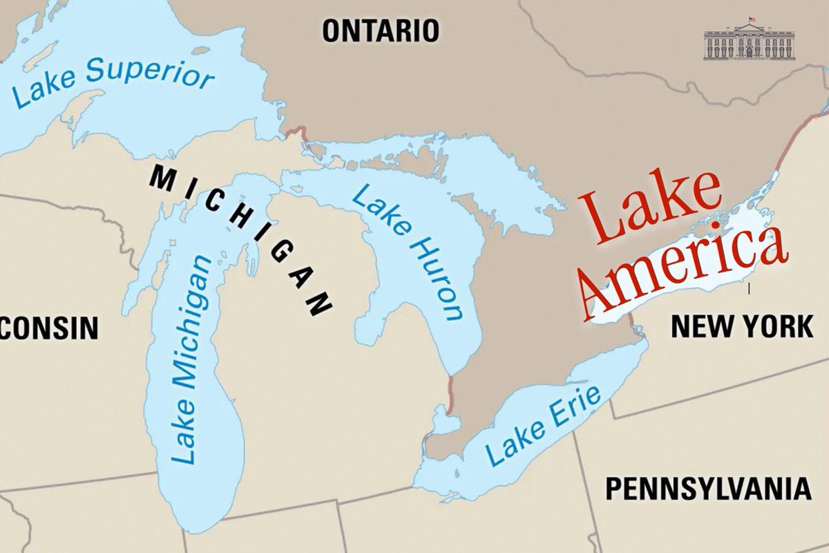 Milajoy's tweet photo. I'm curious. 

What do you think of Trump officially changing the name of Lake Ontario to Lake America? https://t.co/XRmr6wiziW
