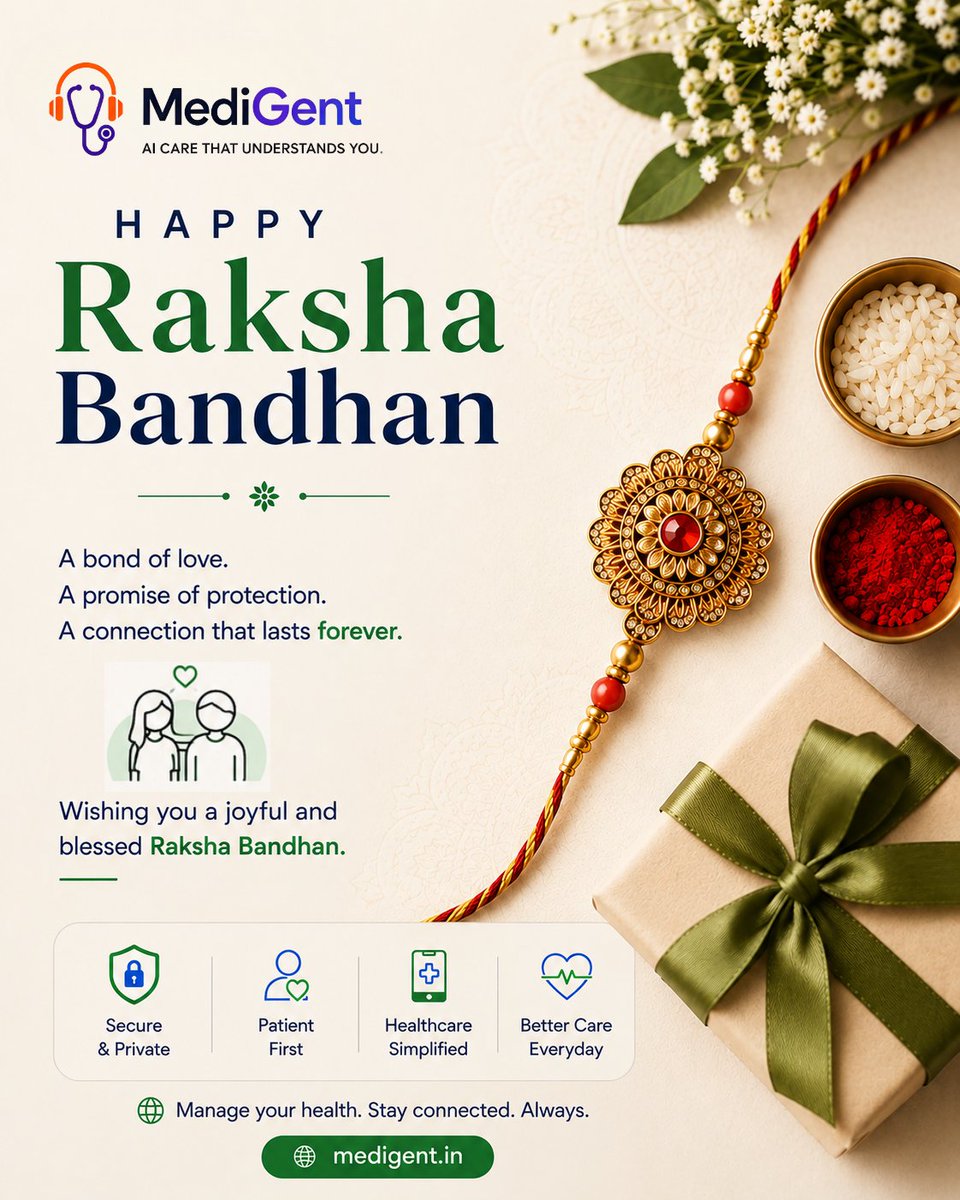 medigent_'s tweet photo. A bond that lasts forever deserves care that does too. This Raksha Bandhan, celebrate love, protection, and staying connected. Wishing you a joyful Raksha Bandhan from MediGent. https://t.co/CFvEMOj2Sl