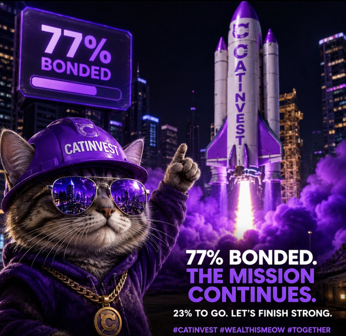 CATINVESTsol's tweet photo. 77% BONDED. 🐈‍⬛🚀

We’re only 23% away from graduation.

CATINVEST is still building. Still holding. Still pushing.

$CATINVEST

CA: C8yMRkPPLEn5HxEj9TqSuUdnMeoqAZmwxwvn1tCnpump https://t.co/8XxyisVtZ2