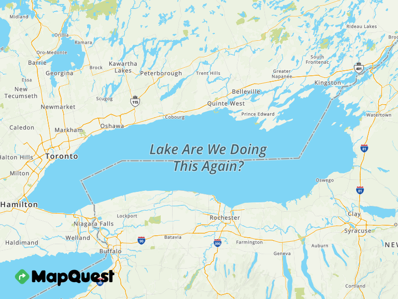 MapQuest's tweet photo. We're not changing the name of Lake Ontario. Name it whatever you want at your leisure: https://t.co/E2I0Ezd57W

(tag us so we can see your work 🙂) https://t.co/x8lIAMt6ab