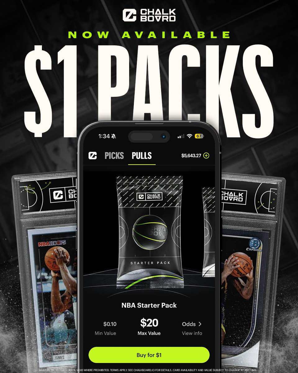 ChalkboardPulls's tweet photo. $1 PACKS NOW LIVE ‼️

Make sure to update your app to start ripping them today 💥 https://t.co/TYYyZ0o82R