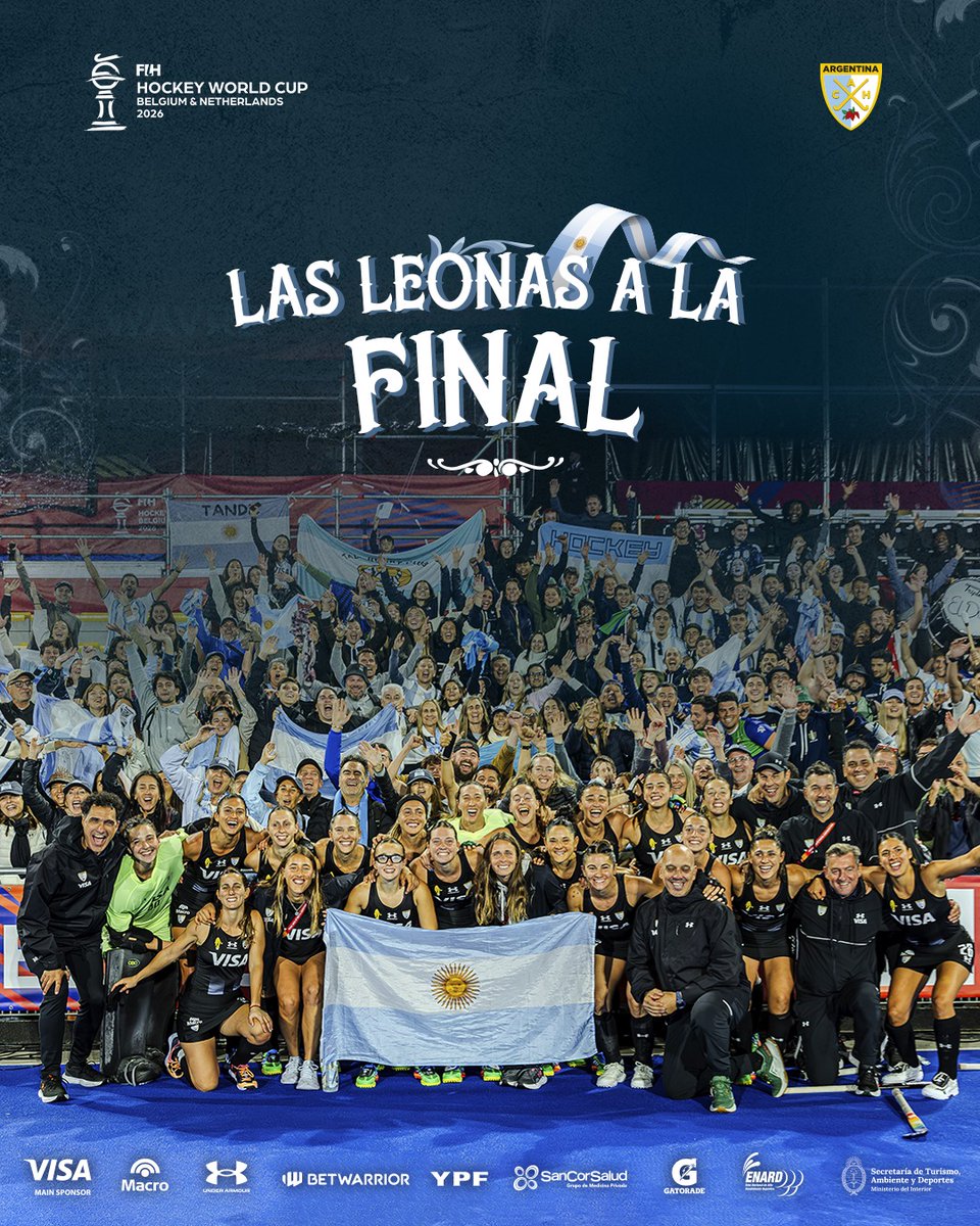 ArgFieldHockey's tweet photo. LAS LEONAS CLASIFICARON A LA FINAL DE LA COPA DEL MUNDO 2026 🇦🇷 https://t.co/wdEK5HfvVq