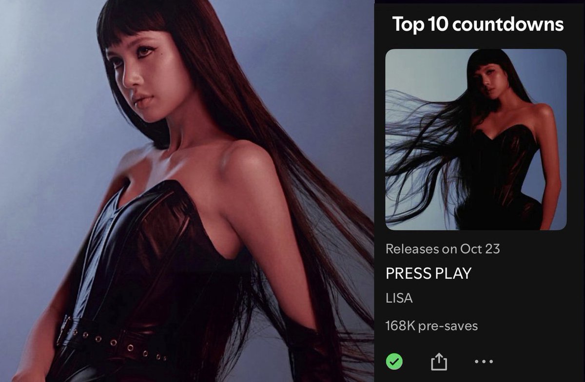WORLDMUSICAWARD's tweet photo. #LISA makes history, becoming the 1st Female K-Pop Soloist to enter Spotify's Top 10 countdown chart! Her much awaited EP, 'PRESS PLAY', lands at #8 with over 168K pre-saves! 💪🐐👑❤️‍🔥

Pre-save: https://t.co/sZLztHlbwq 

#LISA_PRESSPLAY #ลิซ่า #리사
@wearelloud
@BLACKPINK https://t.co/PPuKddjBLB