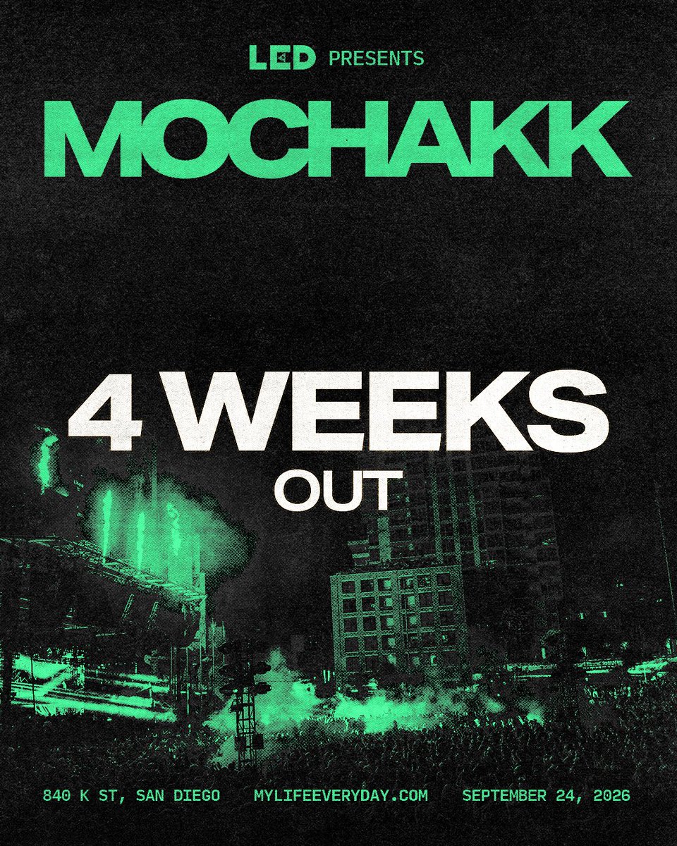 LEDpresents's tweet photo. 4 WEEKS OUT 🌐 @MochakkMusic takes over Gallagher Square at Petco Park on Thursday, September 24.

Brazilian house rhythms, quick-cut mixing and nonstop energy on one of San Diego’s biggest stages.

TICKETS >>> https://t.co/elkrzvjaP0 https://t.co/YjBGSqjk12