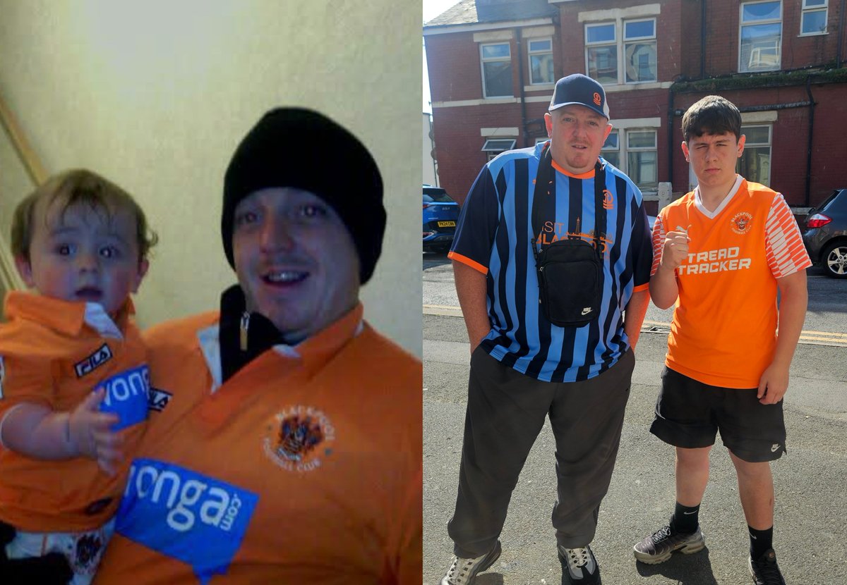 DanielleHa49279's tweet photo. Born to love Blackpool fc just like his dad🍊 Same team, different shirt 14 years later🧡 https://t.co/krSUMNuK6v
