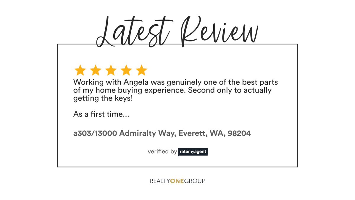 Everydayagent's tweet photo. My latest RateMyAgent review in Everett.

https://t.co/rd4QpruoN8

...
#ratemyagent #realestate #Realty_ONE_Group_Orca__Marysville https://t.co/iajCWtQhCn
