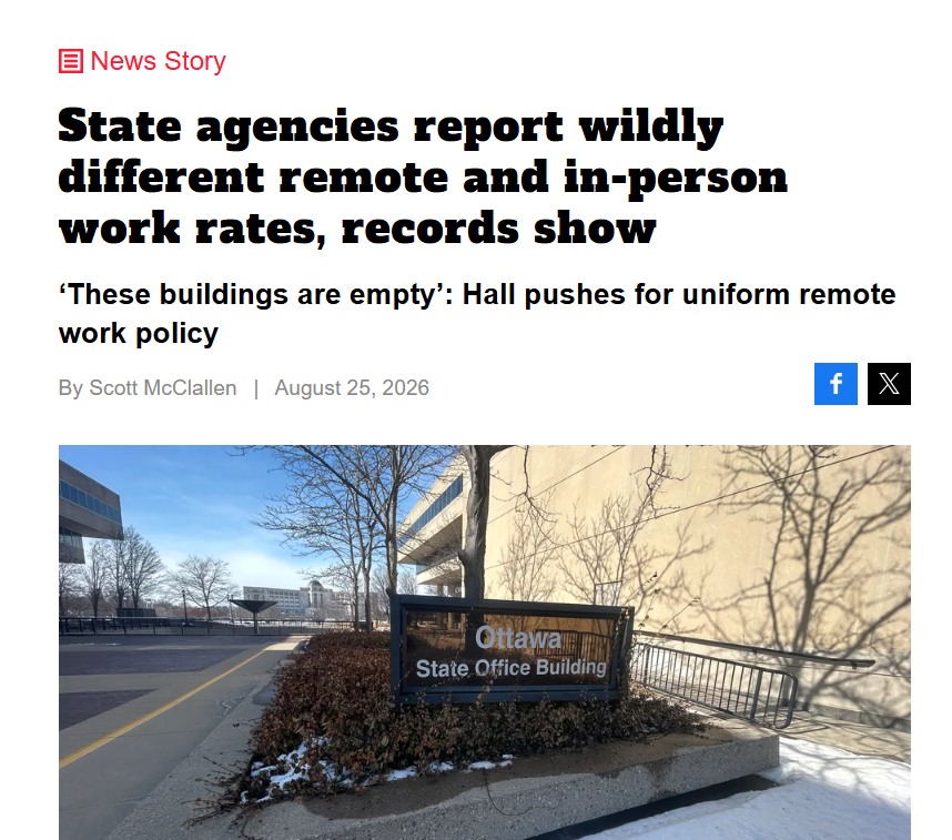 MI_Republicans's tweet photo. They asked 15 different departments how many people worked in-person, hybrid, or remote positions.

Secretary of State Jocelyn Benson was the only one that denied the request, saying the SoS office "does not possess records responsive to your request."

Alright, seriously — who else laughed out loud?