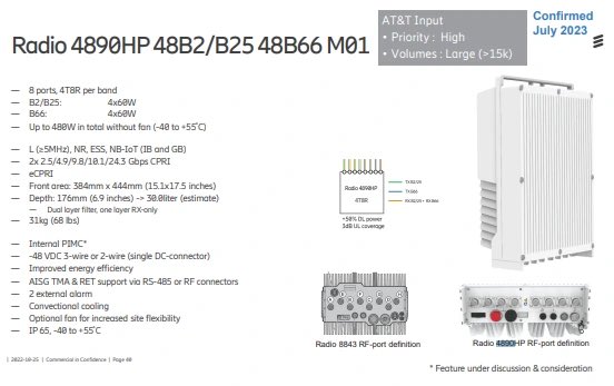 cancelind's tweet photo. @JimJackson88502 @Crowsnestbb @SneedTech AT&amp;T is also using Ericsson (RRU’s) remote radio units behind the antennas:

- RRU 4490HP (b12) 700MHz LTE + (n5) 850MHz for low-band 5G

- RRU 4494 (b14) 700MHz LTE

- RRU 4890HP (b2) 1900MHz-PCS + (b66) 2100MHz-AWS + supports (n2, n66) ePCS/eAWS for mid-band 5G https://t.co/0Hfbj3mooc