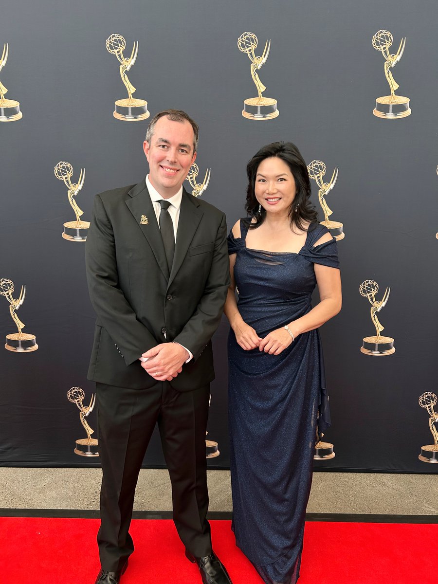 From left, Christopher Nelson and Pamela Wu on the Emmy Awards red carpet. The UC Davis Health documentary was awarded the 2026 NorCal Emmy in the category of Health/Medical - News or Long Form Content.