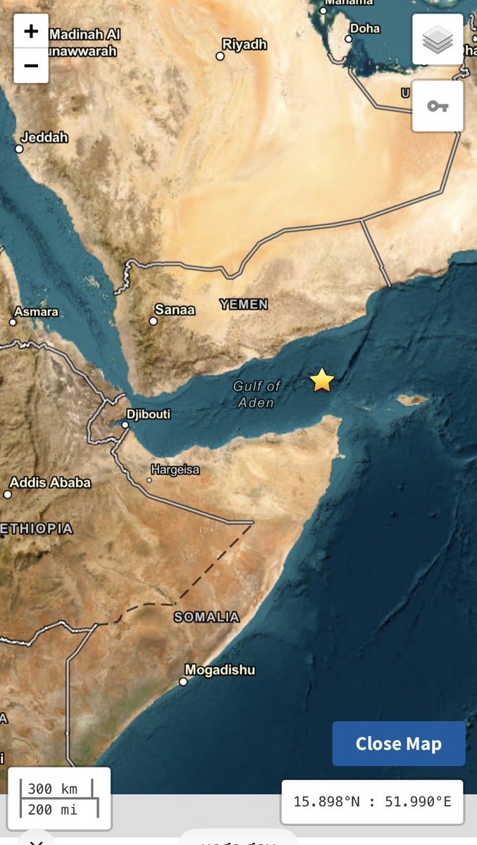chematierra's tweet photo. AVISO 🔴
Sismo, fuerte, en El Golfo de Adén 
-M6.0 (fuerte)
-Prof 10 km
-Epicentro: 145 km al N de #Caluula, #Somalia 
Agosto 27/21:07:38 (UTC)
#Earthquake #terremoto 
https://t.co/ZD0X4TxuWZ https://t.co/EAt2rKboZD