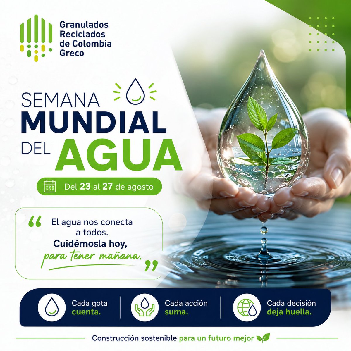 GrecoSocios's tweet photo. El agua nos conecta a todos. Cuidémosla hoy, para tener mañana.
En @RecicladosGRECO creemos que construir un futuro sostenible también significa proteger los recursos que hacen posible la vida.
Recordemos que usar responsablemente, aprovechar y cuidar el agua es construir futuro. https://t.co/owx6Ns2sao