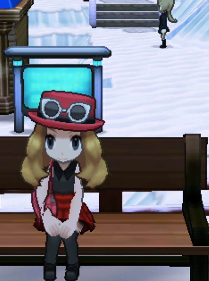 Vanivandalized's tweet photo. ⠀
𝗫 &amp; 𝗬 are the first Pokémon games to have benches. Which is convenient, because it means there's somewhere Serena can drop her colossal Kalosian asscheeks!  
⠀ https://t.co/jSAeif1Zql