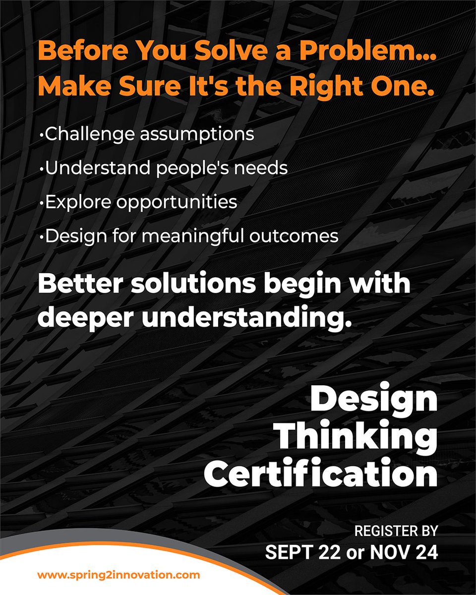Spring2Inno's tweet photo. Spring2 Innovation's Design Thinking Certification provides practical tools and frameworks for approaching complex challenges with confidence and clarity—https://t.co/2QrPbuoqIn

#Spring2Innovation #HumanCentredDesign #ContinuousImprovement https://t.co/XCaB5IBKOq