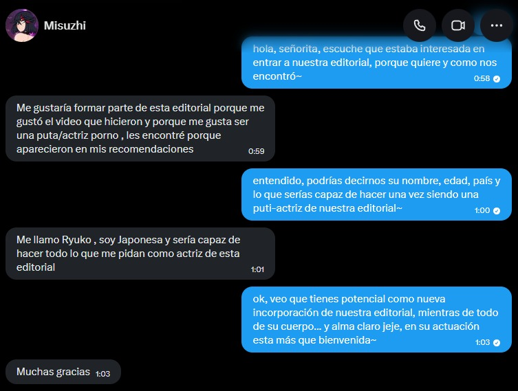 ChamoHub's tweet photo. Nos alegra decir que nuestra nueva puti-actriz @Misuzhi ha sido aceptada en nuestra editorial, dispuesta a tragarse... todos los papeles jugosos y gordo que le demos~
♥+📷=Apoyen a la nipona en su aventura en este lado del charco~
#Nationplay #ChamoHub https://t.co/ygmHfJMTpc