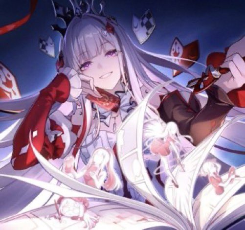 bokunofish's tweet photo. Lowkey even with the barepit slop aspect hoyo loves im in loveeee with her icl. she’s giving alice turned red queen vibes https://t.co/AuuxUOgUee