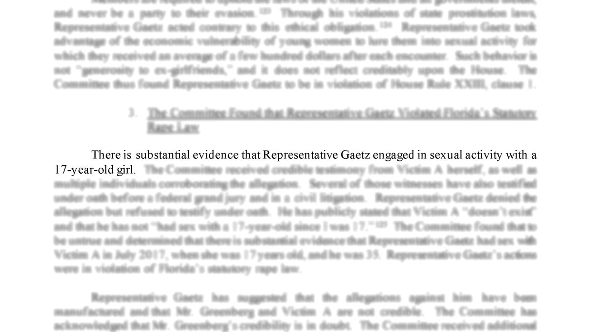 JeremyRedfernFL's tweet photo. Evidence of statutory rape ended up in Gaetz’s ethics report.

That’s what it says. https://t.co/NyEqlsEG8S