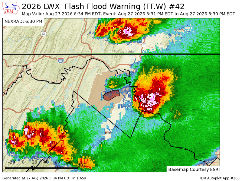 EricBourgois30's tweet photo. LWX continues Flash Flood Warning [flash flood: observed, flash flood damage threat: considerable] for Berkeley [WV] till Aug 27, 8:30 PM EDT https://t.co/fABcQOxpx2 https://t.co/KWJjarAG23