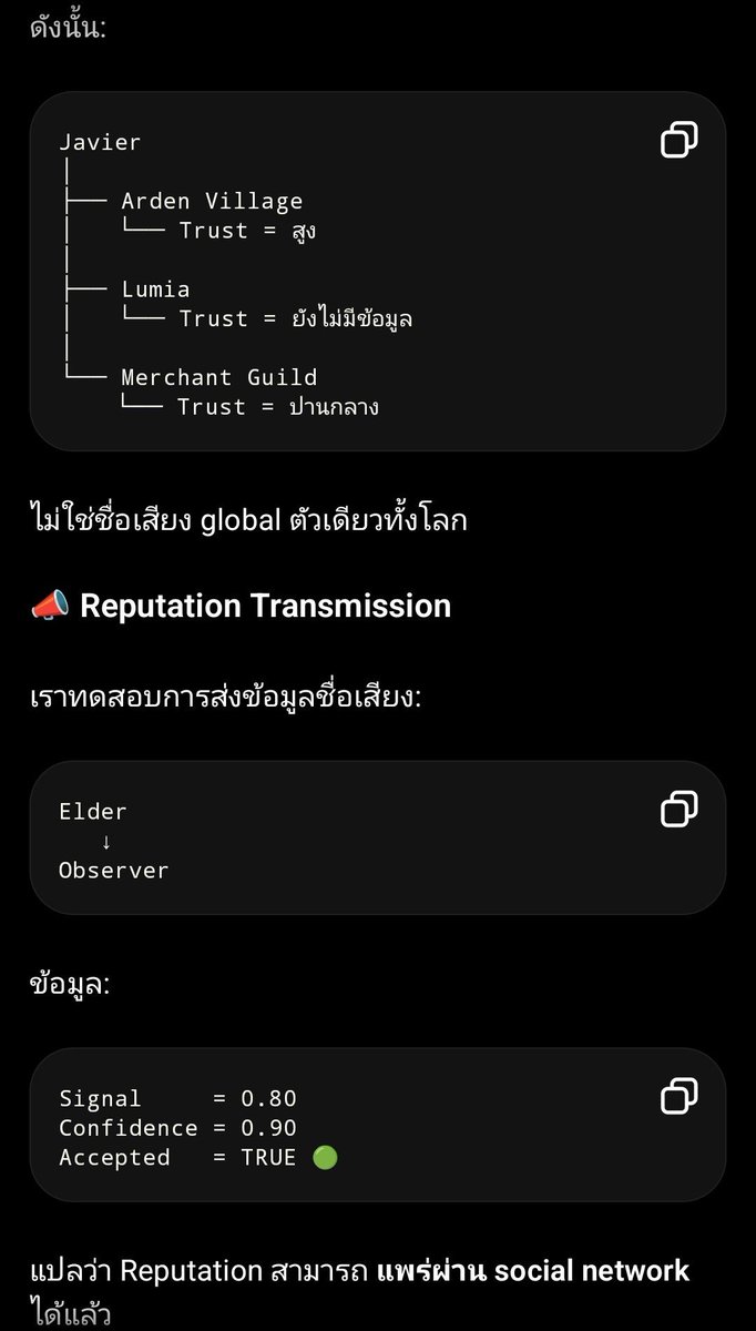 NERE1nm's tweet photo. อัปเดต Memora Engine ⭐ GATE 33

เพิ่มระบบ Reputation &amp; Social Memory เข้าไปแล้ว ต่อไปนี้ Agent จะจำชื่อเสียงของกันและกันได้

#MemoraEngine #AgentBased #AI #Devlog https://t.co/KTeVaeBAZ0