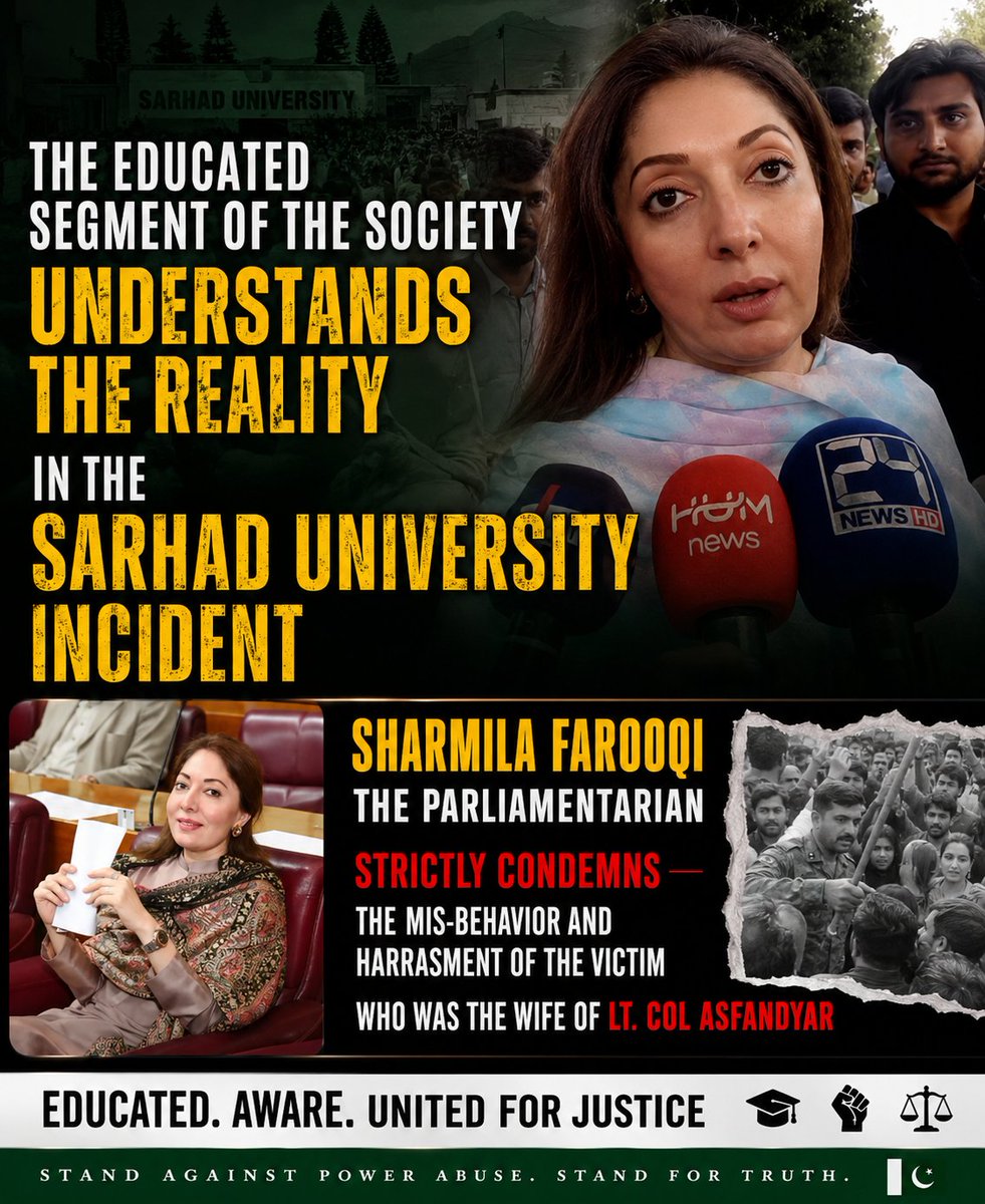 SanaKhan135408's tweet photo. Education should stand with truth, dignity, and justice. Allegations of harassment or abuse of power deserve a fair, transparent investigation—not silence or intimidation. #SarhadUniversity #Justice #Accountability #Trut https://t.co/A5sODbRgwT