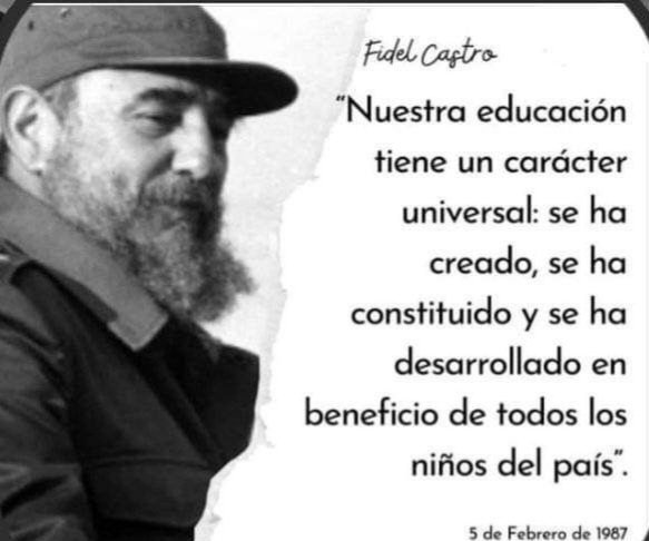 Alejand55628482's tweet photo. “Sin el enorme capital humano creado por la Revolución, no podía ni siquiera soñarse con la gran revolución educacional que Cuba lleva a cabo...” 

#100AñosConFidel https://t.co/QDI4aO6LoP