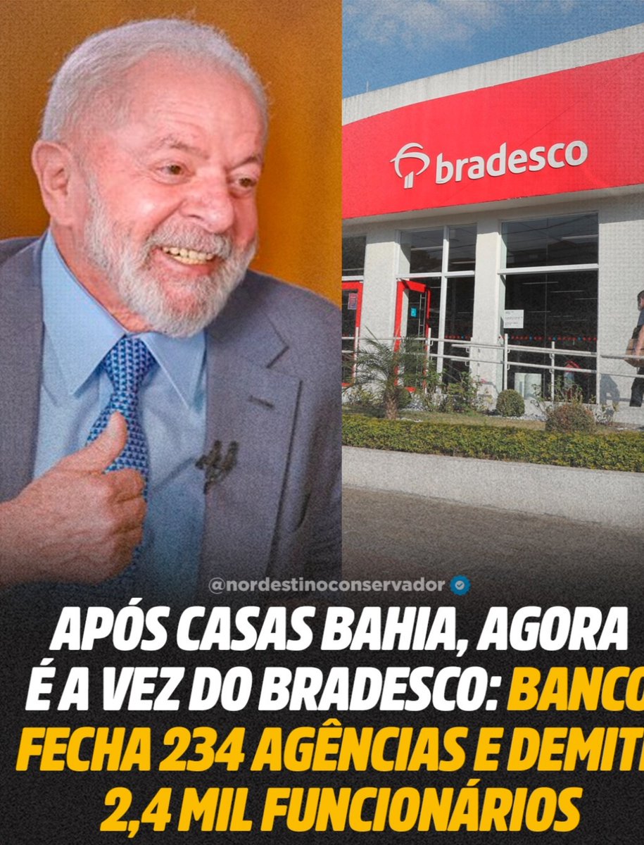 Magno03580301's tweet photo. O Bco Bradesco caiu na lista das empresas "quebrando"! Um rastro de corrupção deixa o governo Lula. https://t.co/j4SN87Pv8u