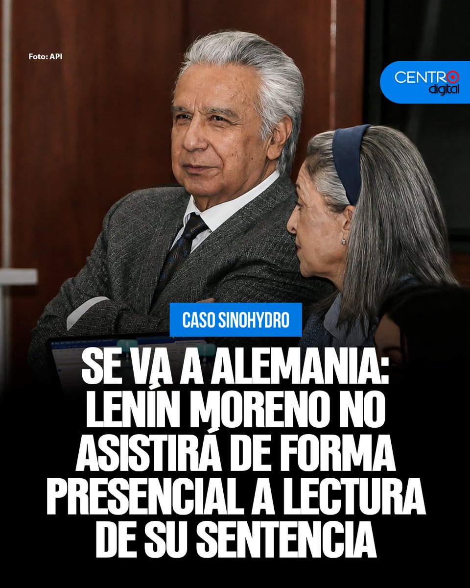 radiocentroec's tweet photo. #ATENCION | El expresidente Lenín Moreno no asistirá de manera presencial a la lectura de la sentencia dentro del caso Sinohydro, prevista para este viernes 28 de agosto, en la Corte Nacional de Justicia. Su defensa solicitó diferir la audiencia debido a que Moreno estará en un vuelo con destino a Alemania.
Los detalles ➡️ https://t.co/E630rvNIHP