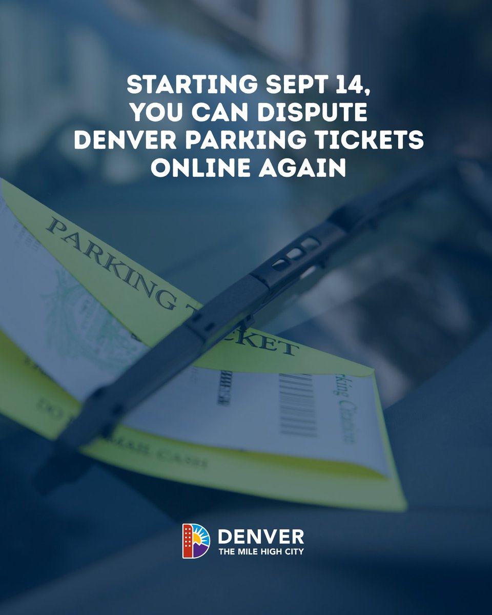 CityofDenver's tweet photo. Starting Monday, September 14, people who believe they were issued a parking citation in error can dispute it online at https://t.co/cyQSVt6gyA. Citation must not be over 20 days old. https://t.co/vGU7HnkyLo