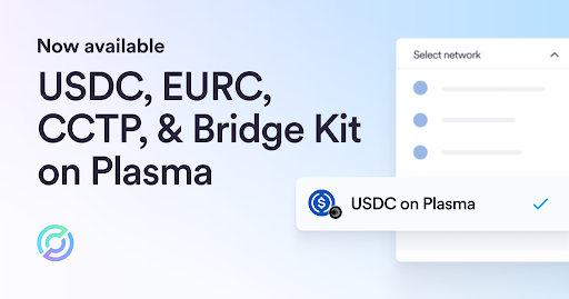 circle's tweet photo. USDC, EURC, CCTP, and Bridge Kit are now live on @Plasma!

PSPs, fintechs, neobanks, and developers on Plasma can now access the world’s largest regulated dollar and euro stablecoins for a range of use cases:

→ Payments: Use USDC and EURC for remittances and global payment flows
→ Global FX: Power multi-currency FX operations
→ DeFi activity: Support onchain trading, lending, and liquidity provision
→ Treasury and B2B settlement: Power onchain treasury management, corporate payments, and global settlement using regulated digital dollars and euros

Users can also deposit, send, and spend USDC with Plasma One, Plasma’s stablecoin app and card.

With this integration, USDC and EURC are supported natively on 37 and 8 blockchains, respectively. CCTP is now available on 28 blockchains and enables smooth USDC crosschain transfers without third-party bridges.

Get started today:
https://t.co/fx7IuXIZVq