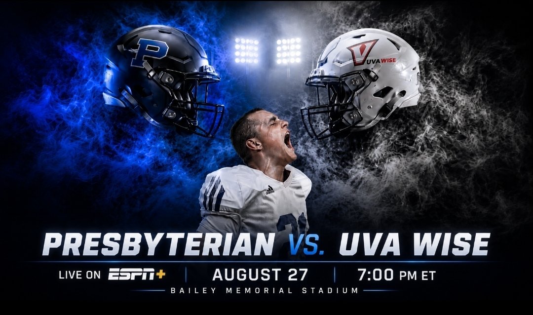 schrayguy's tweet photo. College football is back tonight in the Palmetto State. 

📍 Clinton, SC
🏟️ Bailey Memorial 
🏈 UVA Wise 
🆚️ Presbyterian
🕖 7:00p ET 
🎥 https://t.co/PFH2Ky2ZYH

Matt Rahl makes his Presbyterian debut as the Blue Hose open their 114th season.

#CollegeFootball #CFB https://t.co/u3rLlGteYR