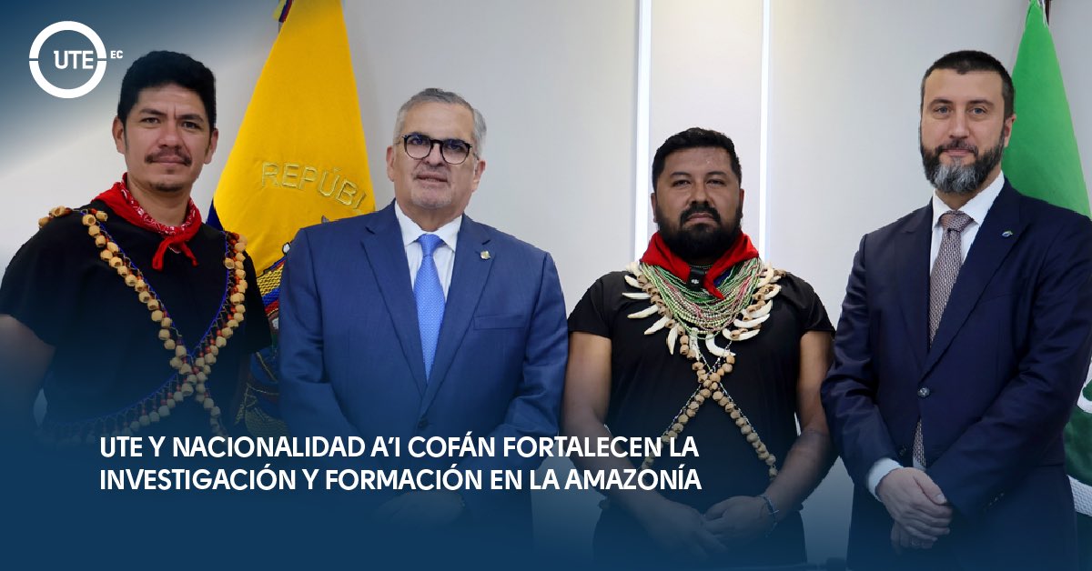 UTEoficial's tweet photo. La Universidad UTE y la Nacionalidad Originaria A’i Cofán del Ecuador fortalecen su vínculo con la investigación, la formación y el intercambio de conocimientos en la Amazonía a través de un nuevo convenio de cooperación interinstitucional. Entre sus principales acciones se encuentra también la planificación de una estación científica UTE en territorio cofán, como espacio para el desarrollo de actividades académicas y de investigación.

Este acuerdo abre nuevas oportunidades para conectar el conocimiento académico con el territorio y fortalecer el trabajo conjunto con la Nacionalidad A’i Cofán. 💚💙

🔗 Entérate de todos los detalles en el siguiente link https://t.co/donObxb4Tu

#SomosUTE #InvestigaciónUTE #ComunidadUTE #Amazonía #LoVivoLoDemuestro