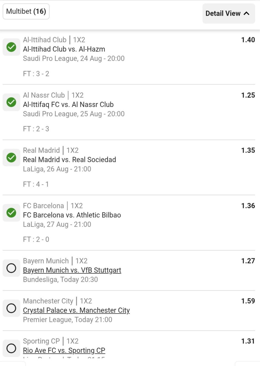 Mohale_Evans's tweet photo. Best Teams Ticket is on Day 5 ✅️
3 Games to play today ✅️
Bayern Munich 20:30 🧭
Man City 21:00 🧭
Sporting CP 21:15 🧭

You can Still check it out 👉 BW6B3DF7D5. https://t.co/7VTR7qij5O