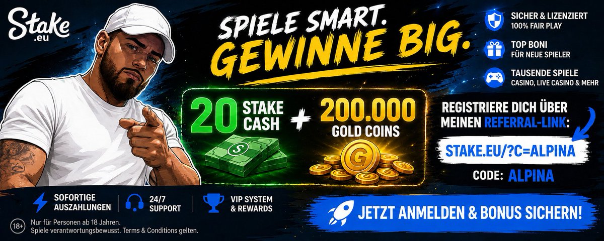 alo_ALPINA's tweet photo. 🎁Anmelden, Verifizieren &amp; BONUS vom Support holen!
🧧Code: ALPINA
https://t.co/tD1VULdMAY
Viel Glück🤞
#Stake #StakeEU #Casino #OnlineSlots #CasinoGames #Gaming #StakeCash #SlotsCommunity #Stakecom #Slots #OnlineCasino #Gambling #SocialCasino #GoldCoins https://t.co/ouAMh1Yx9C