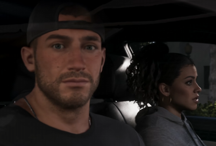 AI_EmeraldApple's tweet photo. Another thing that bothers me about the GTA6 extended reveal is that Jason's character is so boring he might as well be a potted plant. The voice acting for him sounds like he is bored doing the character, and it really seems like it was "Lucia's" show. 

His voice is low energy, mushy, the "tired Florida man".

He gets talked at while Lucia pushes the next job, introduces herself to various contacts, etc. 

It really seems like, just like many other people said... that Jason was more of an afterthought because initially GTA6 was supposed to be just the girlboss. 

Trailer 1 had Lucia in prison, and all the buzz was about her being the lead... but they knew that a "female-first GTA" wasn't going to sell well. Even the body positioning... She is standing in front, she is driving, she is walking in front.