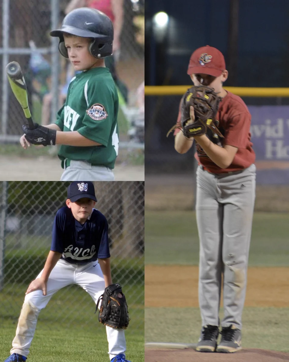 Ben Dean, Carson Moser, Cooper Rummel little league pics