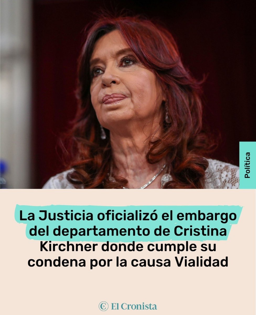 PabloRossiLN's tweet photo. ¡CONFIRMARON EL EMBARGO DEL DEPARTAMENTO DE CRISTINA KIRCHNER EN SAN JOSÉ 1111!

¿Que opinas de esta decisión?

1- ¡EXCELENTE!
2- NO ESTOY DE ACUERDO https://t.co/73N855W7Z9