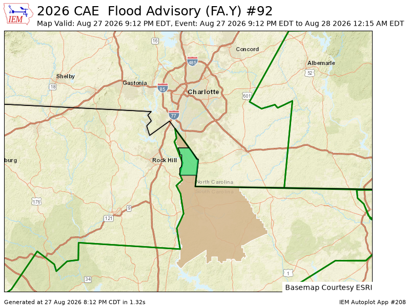 caudlemedia's tweet photo. CAE issues Flood Advisory for Lancaster [SC] till Aug 28, 12:15 AM EDT https://t.co/g5dwg8YbcQ https://t.co/BQQx2EOQHR
