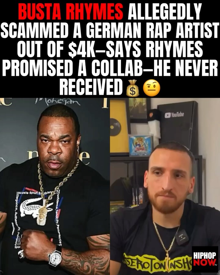 JuliaFantip's tweet photo. is under fire after he allegedly scammed a German artist by the name of  out of $4k the artist shares multiple screenshots and even made a 30 min video showing proof tha rhymes promised him a collab after the transaction was made!! Yall believe this ... https://t.co/4TdHAWtvEE