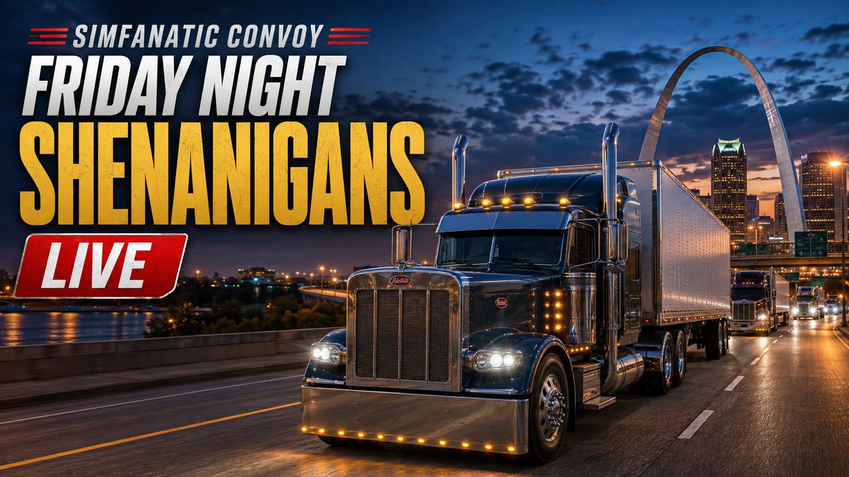 TubeSim's tweet photo. LIVE | 🚛 Gateway to Chaos! | St. Louis ATS Convoy 🔴 Friday Night Shenanigans #AmericanTruckSimulator #ATS #IllinoisDLC
https://t.co/0U31IZa5q4 https://t.co/lT5e7DnDcD
