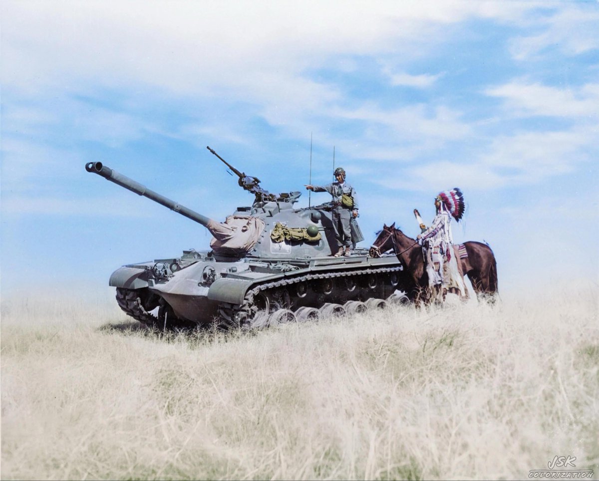 CWingUexkull's tweet photo. @VovoDoVengabus @pacificjimmy That’s a good point… some of the Native American tribes had very good warriors.

I am reminded of this photo of a Yakima Chief visiting his son who was training with an armored regiment https://t.co/GMPdwbaB78