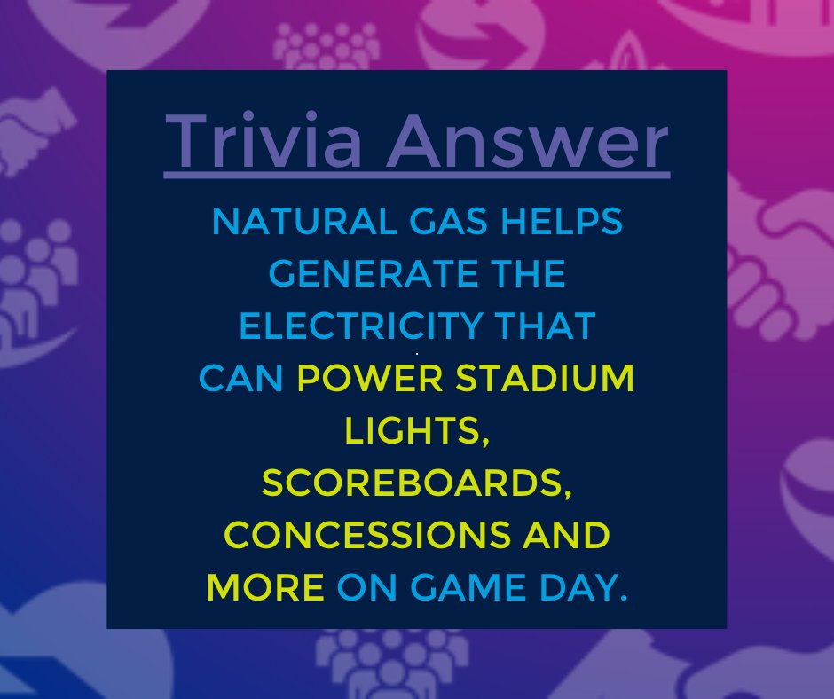 EQTCorp's tweet photo. As college football season is underway, American natural gas is helping power the excitement on and off the field. Natural gas helps power everything from stadium lights and video boards to concessions and other facilities on game day.
#TriviaThursday #NaturalGas #CollegeFootball https://t.co/PrTDOZeT36