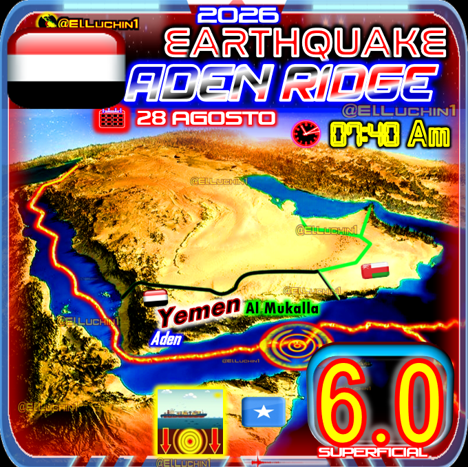 elluchin1's tweet photo. 🇾🇪🇸🇴Alerta ⚠️🛐
#Sismo➡🔴 6.0⚡USGS
Dorsal de Aden 🌊
#Terremoto en Yemen Limite Somalia 🇾🇪🇸🇴
#Temblor https://t.co/co5Nrgw9jv