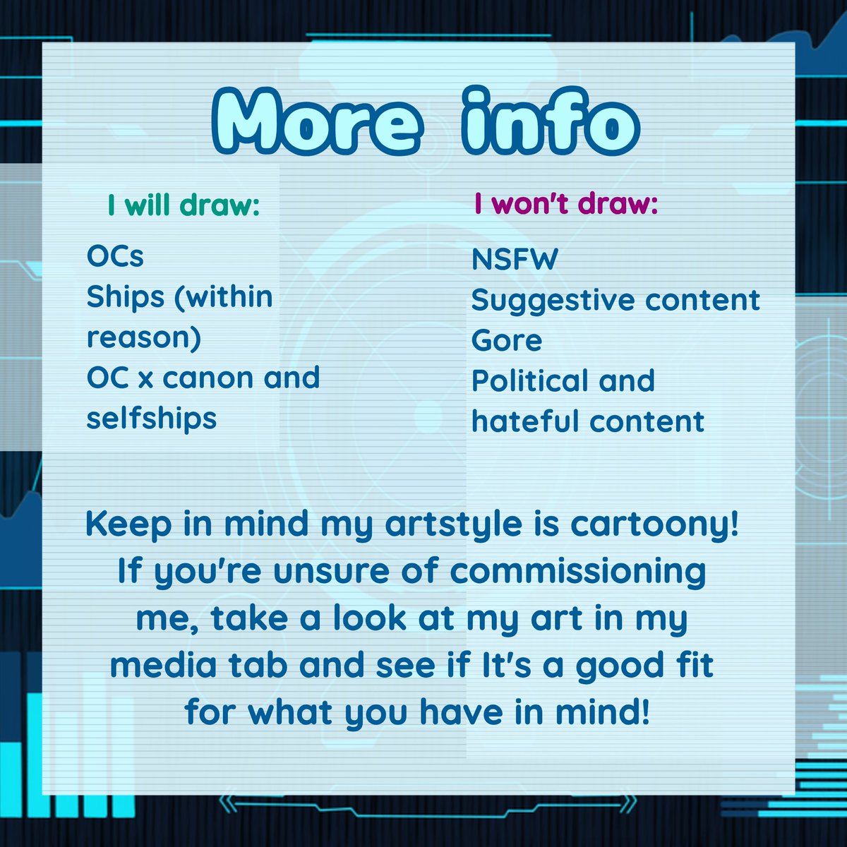 GrassTurner's tweet photo. COMMISSIONS OPEN!

I will have three slots open, and will go in order as to who purchased first. Keep in mind I am neurodivergent and may take a bit to get your piece done! Thank you! https://t.co/plXmMXacM8