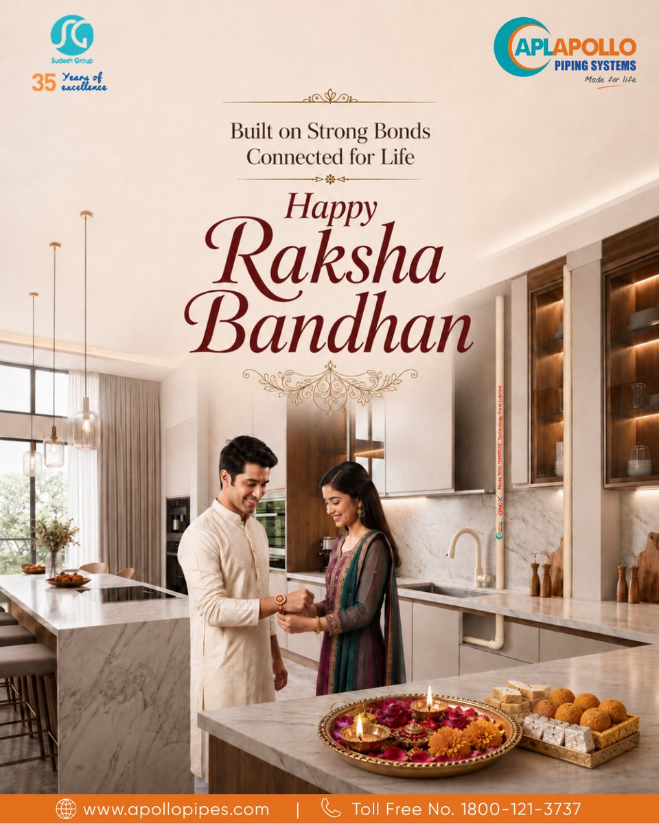 ApolloPipes's tweet photo. Happy Raksha Bandhan from Apollo Pipes Limited
A thread tied on a wrist. A promise that outlasts it.
Built on strong bonds. Connected for life.
#HappyRakshaBandhan #RakshaBandhan2026 #APLApollo https://t.co/4ohpNvaj2i