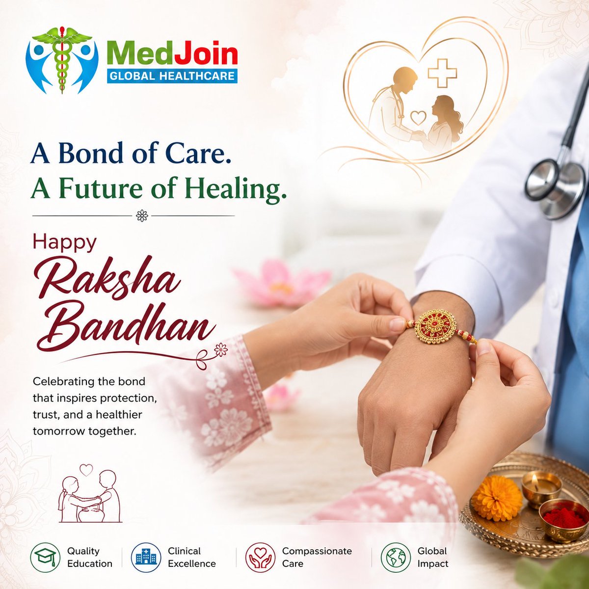 medjoinglobal's tweet photo. 🎀 Happy Raksha Bandhan! ❤️
On this special occasion, MedJoin Global Healthcare wishes everyone a very Happy Raksha Bandhan! 🌸
Happy Raksha Bandhan! 🪢❤️
#MedJoin #MedJoinGlobal #HappyRakshaBandhan #RakhiGifts #brothersisterbond #रक्षाबंधन https://t.co/2tMLSvugvD